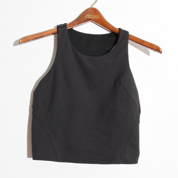 Lululemon Invigorate Training Tank Crop Top Black Everlux Built-In-Bra Size 8 - Picture 2 of 14